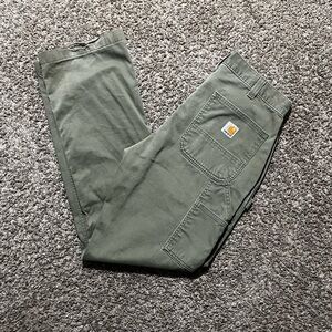 Green carhartt relaxed fit work pants
